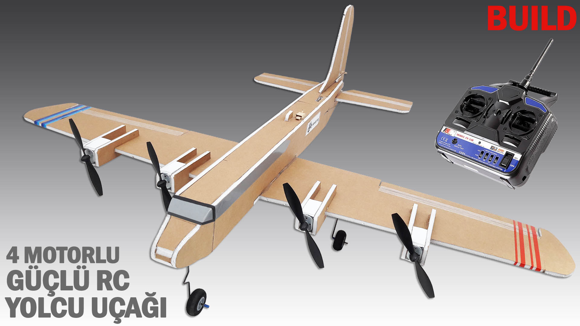 How To Make A RC Powerfull Plane. 4 Motors.