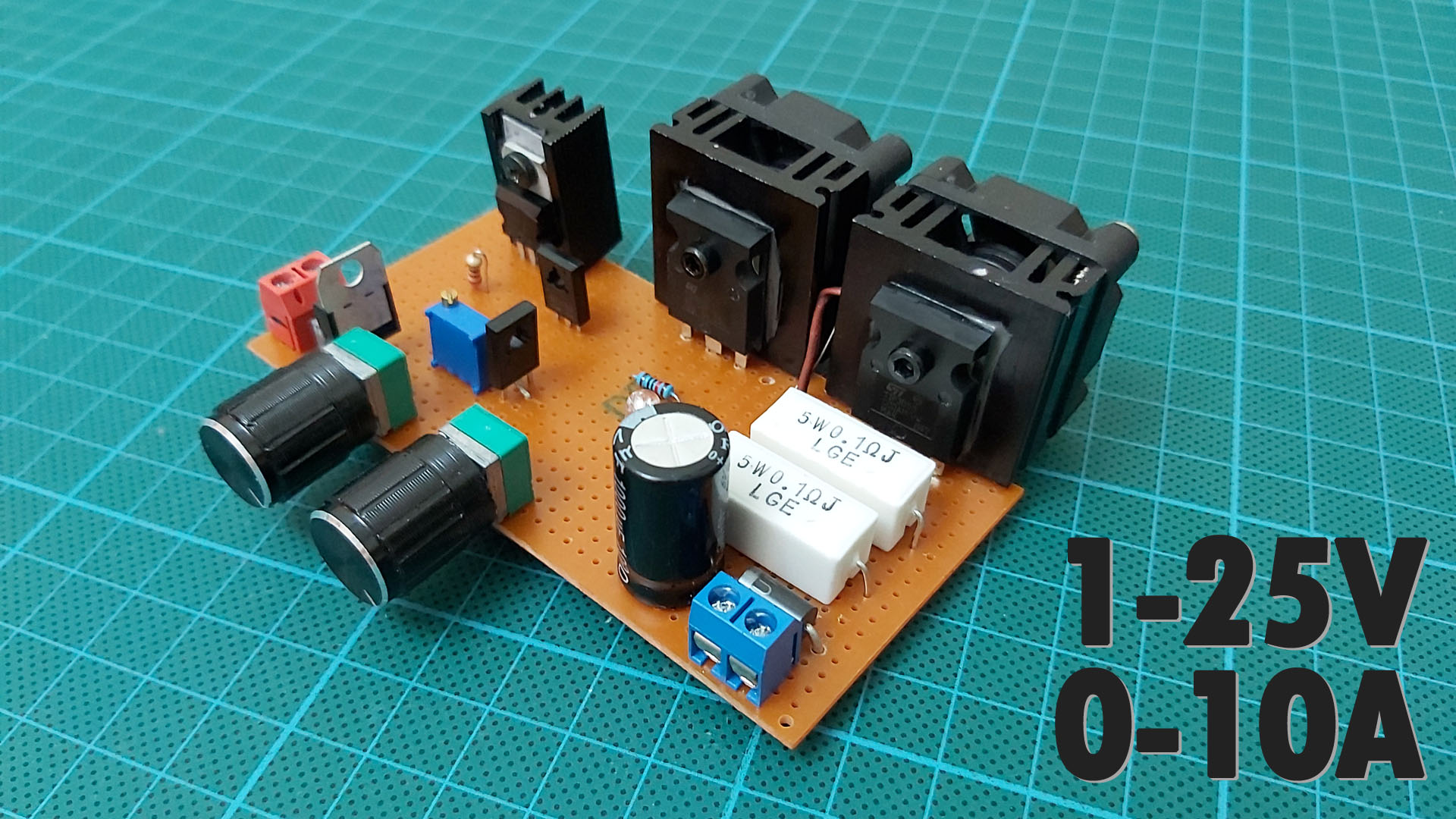 How To Make a Variable Power Supply. 1-25V & 0-10A Voltage & Current Adjustable Power Supply
