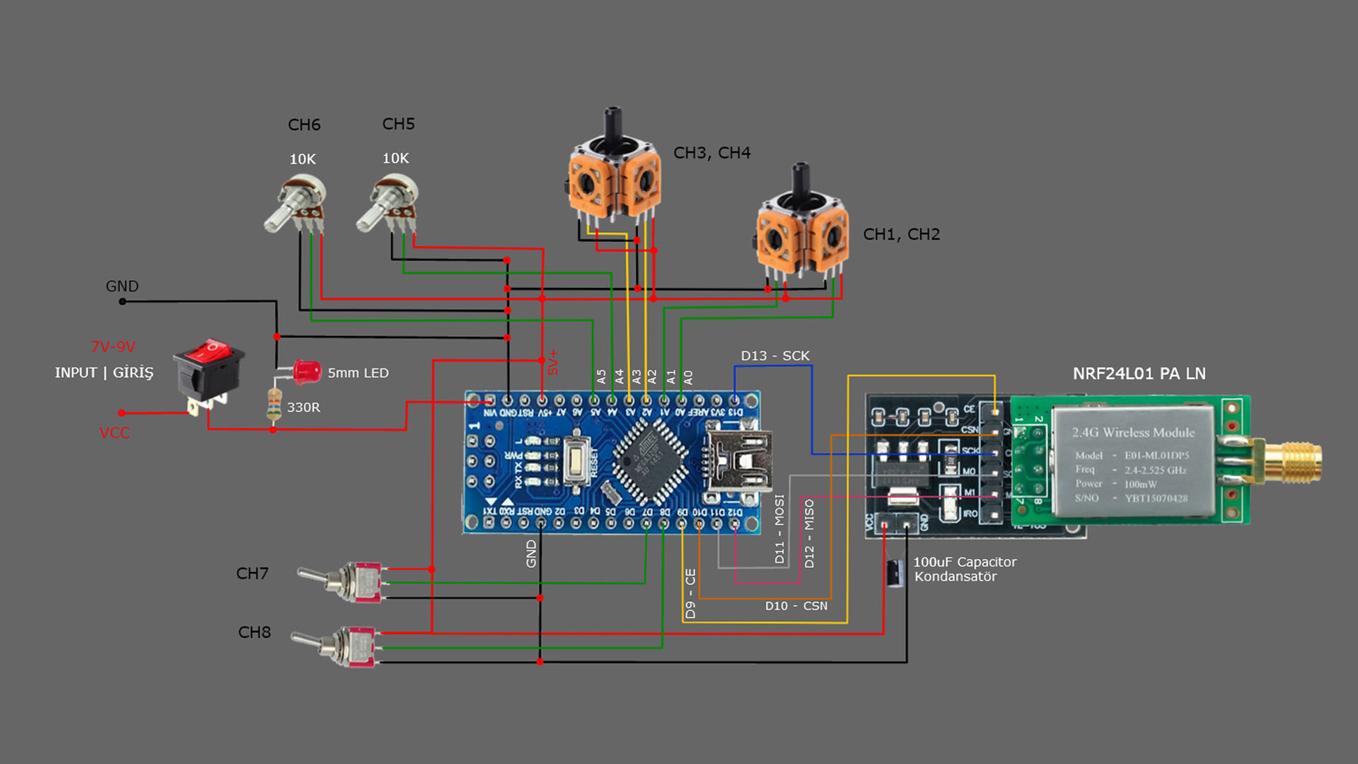 8 channel rc transmitter and receiver top